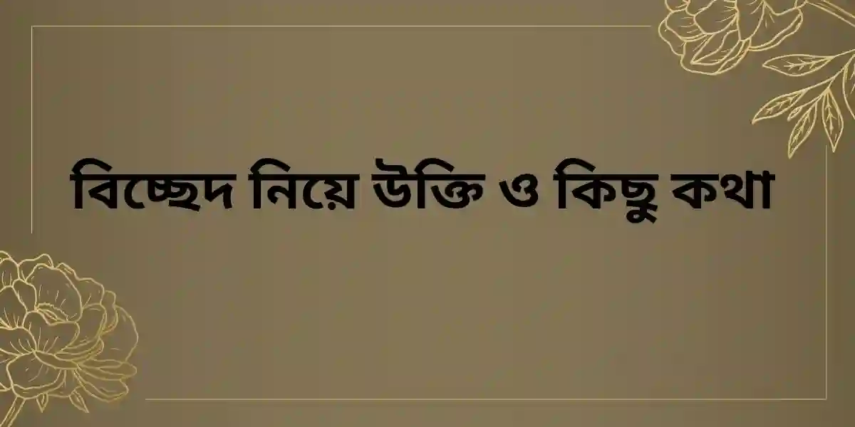 বিচ্ছেদ নিয়ে উক্তি ও কিছু কথা